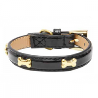 Каскад ошейник Колибри лаковый с украшением Косточка 15мм*35см черный