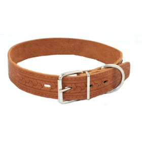 Каскад ошейник кожаный с накаткой и синтепоном