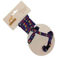 Каскад комплект нейлон Орнамент поводок и шлейка синий