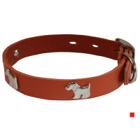 Каскад Ошейник кожаный "Флер" с украшением "Щенок" шир.25мм обх.шеи 39-46см, светло-коричневый