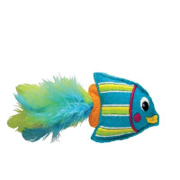 KONG игрушка для кошек "Тропическая рыбка" 12 см фетр/перья/кошачья мята голубая