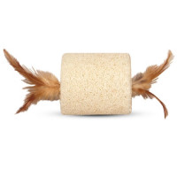 TRIOL Игрушка для кошек из люфы "Цилиндр с перьями", 60*140мм	