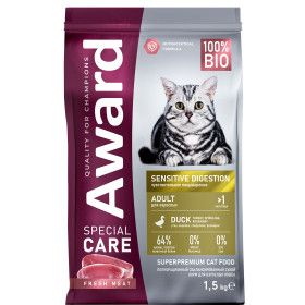 Award Cat SPECIAL CARE Sensitive Digestion корм для взрослых кошек с чувствительным пищеварением со свежим мясом утки 