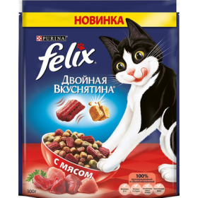 Феликс сухой корм для кошек Двойной вкус с мясом 