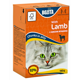 Bozita консервы Mini Тетра Пак для кошек кусочки в желе с мясом ягненка 190 гр.