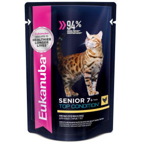 Eukanuba Cat пауч корм для кошек старше 7 лет курица в соусе 85 гр.