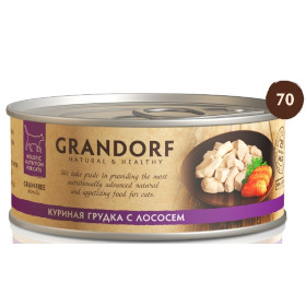Grandorf Консервы для кошек Куриная грудка с лососем 70гр. Грандорф