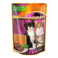 Ночной охотник пауч кусочки мяса в соусе с курицей для котят 100 гр.