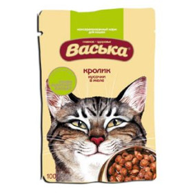 Васька пауч для взрослых кошек желе кролик