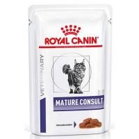 Royal Canin Vet Mature Consult для кошек старше 7 лет, не имеющих видимых признаков старения кусочки в соусеКорм консервированный полнорационный диетический для котов и кошек старше 7 лет, не имеющих видимых признаков старения. Ветеринарная диета.  Ключев