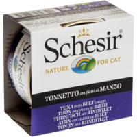 Schesir консервированный корм для кошек тунец+говядина 85 гр.