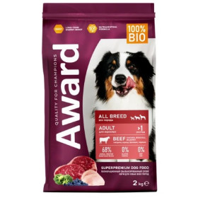 Award Dog для взрослых собак всех пород с говядиной и курицей с добавлением брокколи и черники