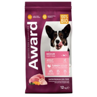 Award Dog для взрослых собак средних пород с индейкой и курицей с добавлением моркови и черной смородины 15кг