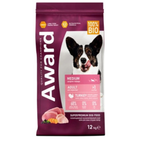 Award Dog для взрослых собак средних пород с индейкой и курицей с добавлением моркови и черной смородины 15кг
