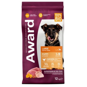 Award Dog для щенков от 1 месяца крупных пород с курицей и индейкой с тыквой и шиповником