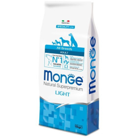 Monge Dog Speciality Light корм для собак всех пород низкоколорийный лосось с рисом
