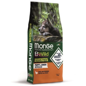 Monge BWild Dog GRAIN FREE Puppy&Junior беззерновой корм из мяса утки с картофелем для щенков всех пород