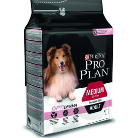 Проплан Dog OPTIDERMA корм для взрослых собак средних пород чувствительная кожа лосось