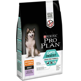 Proplan Dog OptiDigest Беззерновой корм для собак средних и крупных пород c чувствительным пищеварением Индейка  
