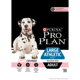 Проплан Dog ATHLETIC OPTIDERMA корм для взрослых собак крупных пород атлетик чувствительная кожа лосось