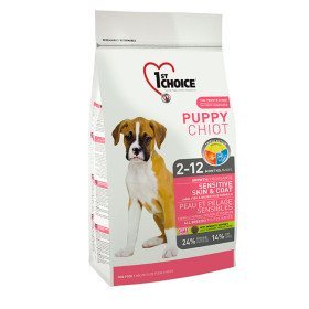 1ST CHOICE сухой корм для щенков, чувствительная кожа, шерсть с ягненком, рыбой и коричневым рисом