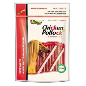 Wanpy Dog лакомство для собак курица с сайдой в форме сэндвича 100 г