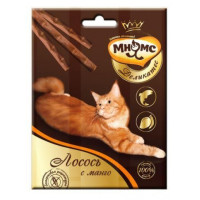 Мнямс Деликатес лакомые палочки 9 см для кошек с лососем и манго 3х4г