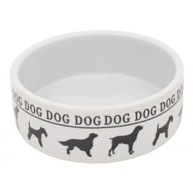 GLG Миска керамическая белая с черным принтом собачек 