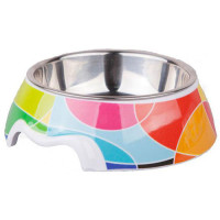 Dezzie Миска для кошек на подставке "Калейдоскоп" пластик, металлическая 150мл