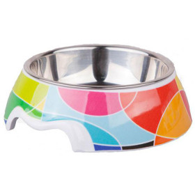 Dezzie Миска для кошек на подставке "Калейдоскоп" пластик, металлическая 150мл