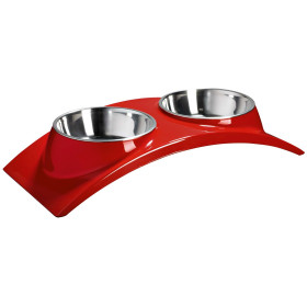 SuperDesign миска двойная на меламиновой подставке "Элеганс" 2*160 мл. красная