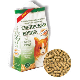 Сибирская кошка древесный наполнитель для кошачьего туалета Флора 