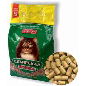 Сибирская кошка наполнитель Лесной древесный для кошачьего туалета